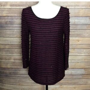 Ann Raylor Women's Purple Beaded Top
